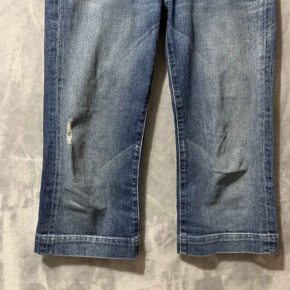 7 For All Mankind Dojo Women's Cropped Capri Jeans Size 27 Distressed Stretch - Picture 5 of 15
